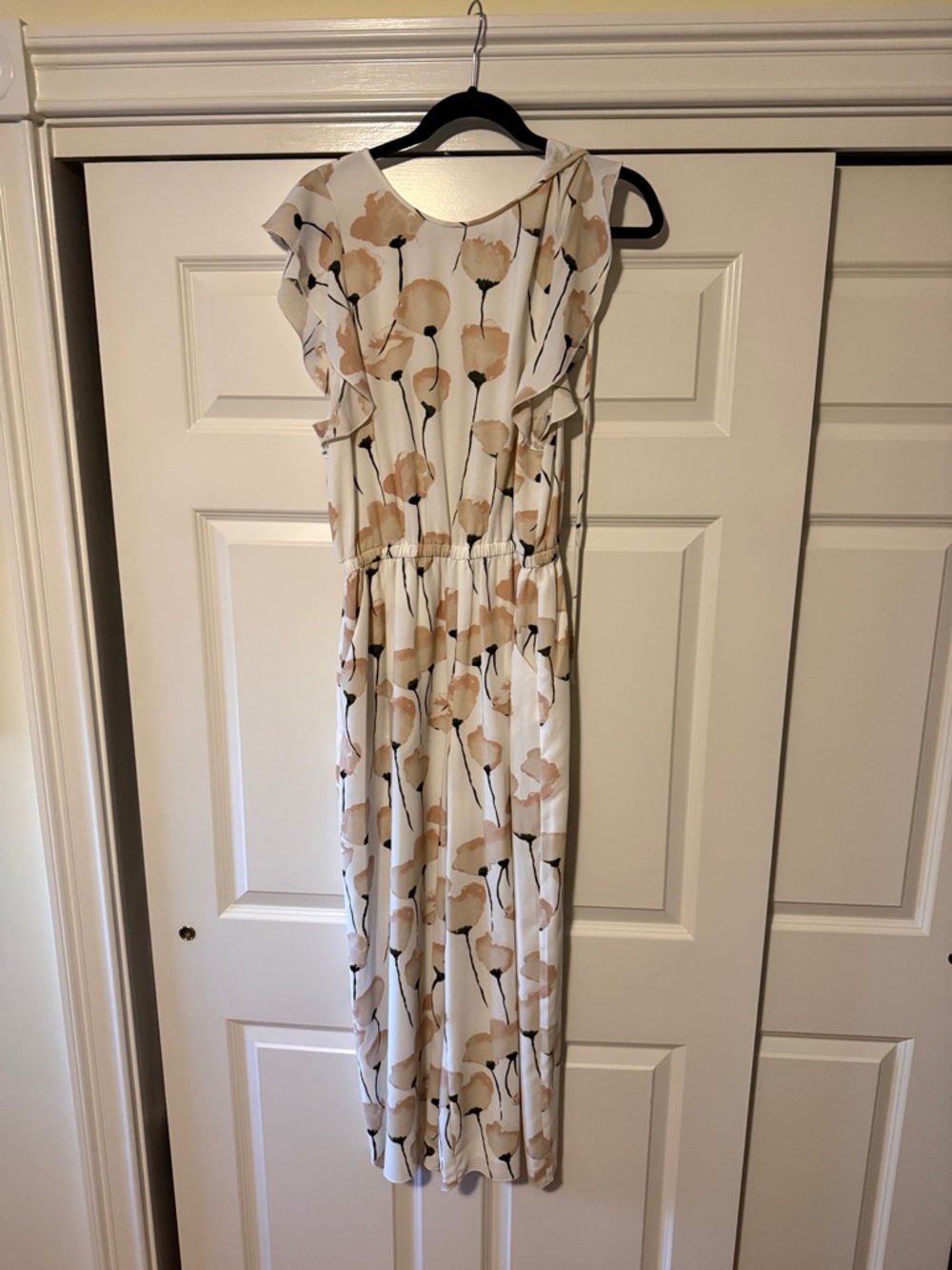 Wilfred Cream Floral Ruffle-Shoulder Jumpsuit